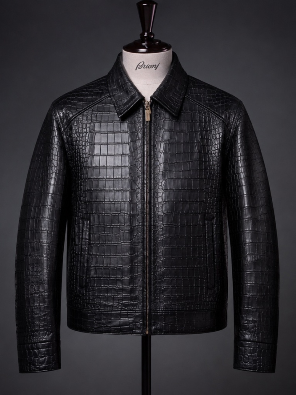 Brioni Men’s Black Genuine Porosus Crocodile Leather Jacket Size L